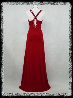 dress190 RED GRECIAN CROSSOVER PROM BALL EVENING VINTAGE PARTY DRESS 