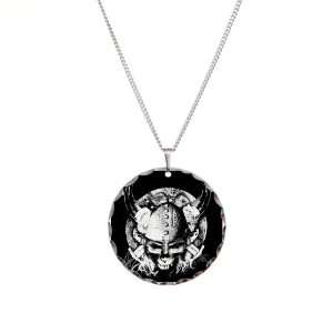   Necklace Circle Charm Helmet Sword and Skull Artsmith Inc Jewelry