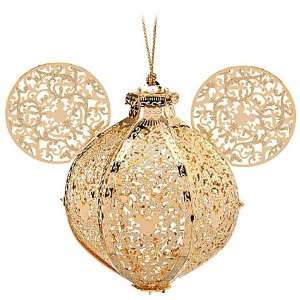 Disney World Mickey Mouse Baldwin 24k Gold Finish Ornament Christmas 
