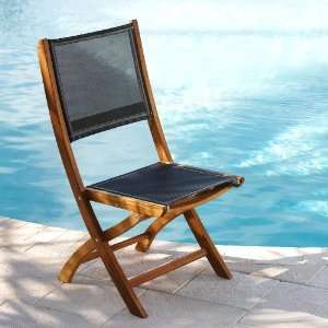 Teak Outdoor Folding Chair   Black (Ebene (Black)) (33H x 