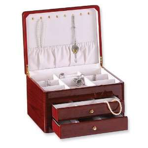 Wood Walnut and Blonde Burlwood Inlay Jewelry Box