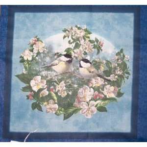    Bird Chikadee Fabric Panel for Pillow, Wallhanging 
