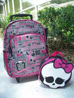 MONSTER HIGH rolling backpack cartable a roulettes RARE  