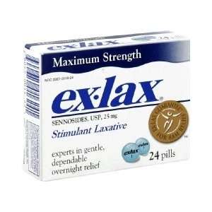  Ex Lax Stimulant Laxative, Maximum Strength, 25 mg, Pills 