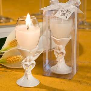   Stylish bride and groom design champagne flute candle holder favors