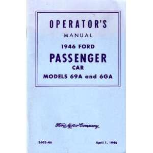    1946 FORD PASSENGER CAR Owners Manual User Guide Automotive