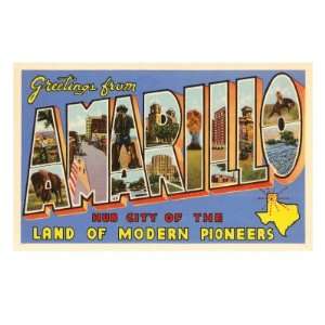  Greetings from Amarillo, Texas Giclee Poster Print, 24x32 