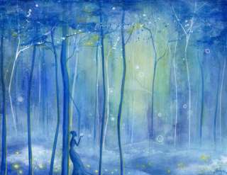   Firefly Forest Fairy Art ~ Modern Contemporary Landscape Painting