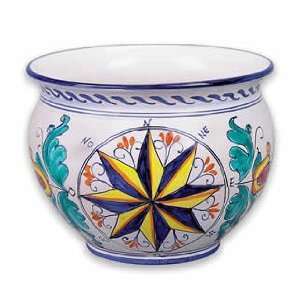   Handmade Large Cachepot with Compass From Italy Patio, Lawn & Garden