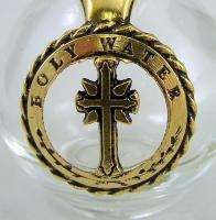 Glass Bronze Holy Water Bottle Font W/Rose Top Cap  