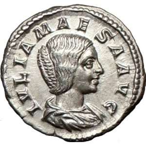 JULIA MAESA 218AD Authentic Ancient Silver Roman Coin Felicitas GOOD 