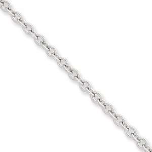  3.2mm, 14 Karat White Gold, Round Open Link Cable Chain 