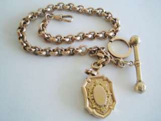 Antique 18k Gold Pocket Watch Chain & key & Photo Locket  
