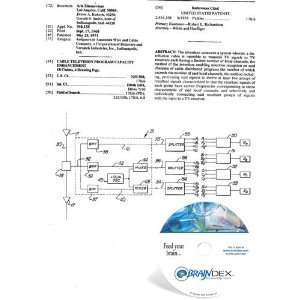  NEW Patent CD for CABLE TELEVISION PROGRAM CAPACITY 