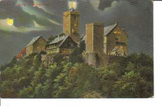 Wartburg Germany Mondschein castle old postcard  