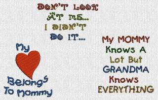 Cute Baby & Infant Sayings Machine Embroidery Designs CD  
