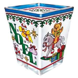 Amia Petite Votive, Hand Painted Glass with Colorful Christmas Design 