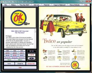 Tri Chevy Ads & Videos CD ROM 1955 1956 1957 chevrolet  