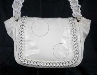 AUTHENTIC CHANEL White Patent Leather Modern Chain Hobo Shoulder Bag 