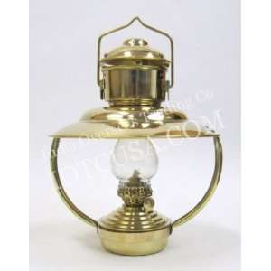 REAL SIMPLEHANDTOOLED HANDCRAFTED BRASS TRAWLERS LANTERN W/OIL 