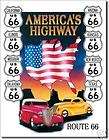 Americas Highway Route 66 TIN SIGN metal vtg wall decor hot rod 