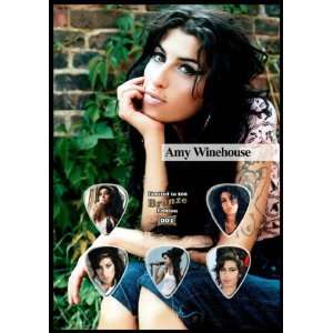 Amy Winehouse Bronze Edition Guitar Pick Display With 5 Guitar Picks.