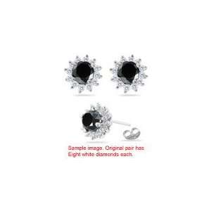  0.74 0.84 Cts Round A Black Diamond Stud Earrings in 14K White 
