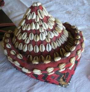 Antique African Royal Kuba womans hat known as mpaan  