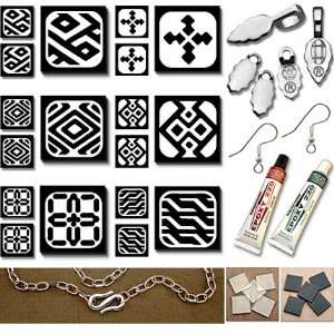  18 Silver Dichroic Geometric Pattern Jewelry Design Kit 
