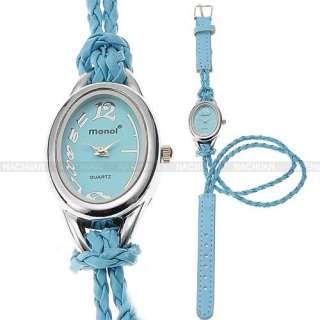 Charm Colorful Lady Girl Bracelet Knitted Leather Slim Strap Band 