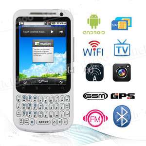   Quadband Dual SIM QWERTY MP4 TV WIFI AGPS Cell Phone H200 White  