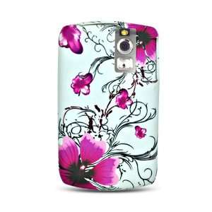 Violet Flower Black Swirl on White Soft Silicone Skin Gel Cover Case 