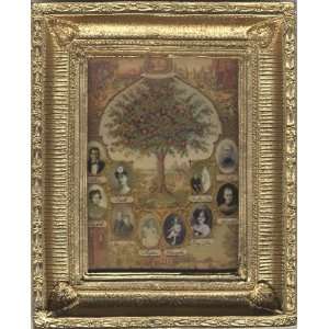   Artwork Framed Vintage Look Family Tree in Gold Frame Toys & Games