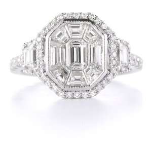  Diamond Antique 18k White Gold Engagement Ring Jewelry