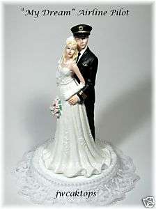 Airline Pilot Wedding cake topper Bride 49AP  