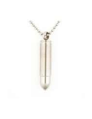 Stainless Steel Mens Polished Large Bullet Necklace on 22 Inch Ball 