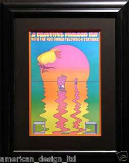 Peter Max NBC CUSTOM FRAMED Poster from 70s SUBMIT YOUR OFFER  