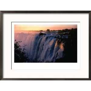 Victoria Falls at Sunset from Zambia, Victoria Falls, Zambia Framed 