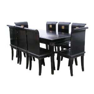  Elegant Black Lacquer Dinning Table Set/Eight Chairs