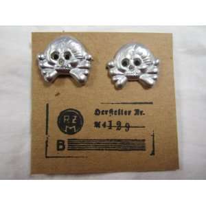 com German Nazi SS SA collar tab insignia w RZM card Totenkopf Skull 