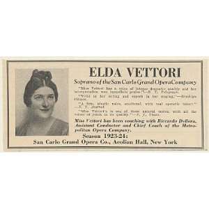  1923 Soprano Elda Vettori San Carlo Grand Opera Company 