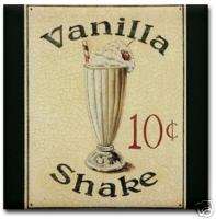 Vanilla Shake Vintage Soda Fountain Ad Ceramic Art Tile  