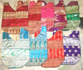10 Vintage silk sari Bags long Purse boho gypsy INDIA  