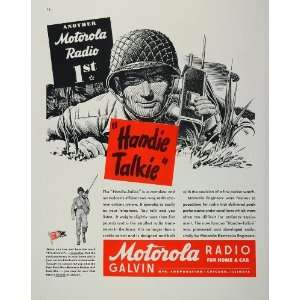  1944 Ad WWII Soldier G.I. Handie Talkie Motorola Radio 