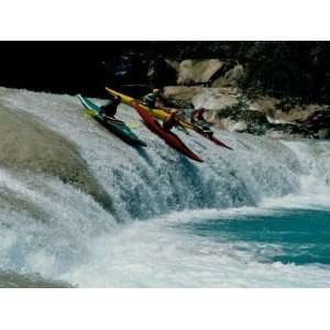 Kayakers Drop Vertically on Shumel Ja River, Mexico Premium Poster 