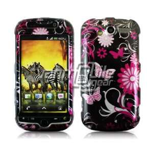  VMG HTC myTouch 4G   Black/Pink Butterfly Design Hard 2 Pc 