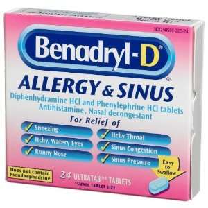  Benadryl D Allergy & Sinus Ultratab Tablets 24S Health 