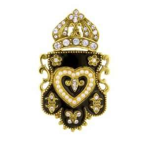  Antique Gold Noir Diadem Crown Brooch Jewelry