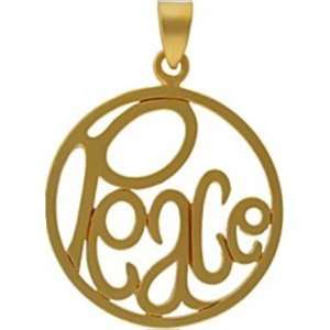  Round PEACE Word Pendant in Gold Vermeil, #8334 Taos 