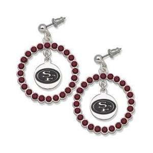   Francisco 49Ers Earrings   Red Crystals & Team Logo 